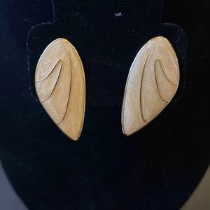 Vintage enamel and gold tone pierced earrings